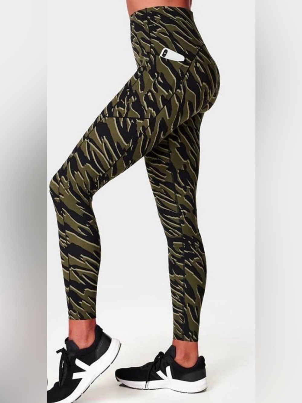 Sweaty Betty High Waisted 7/8 Printed Workout Leggings, Green/Black, XS - Picture 2 of 11
